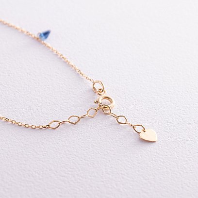 Золотий браслет "Українка" (сині та жовті фіаніти) б05116 №5