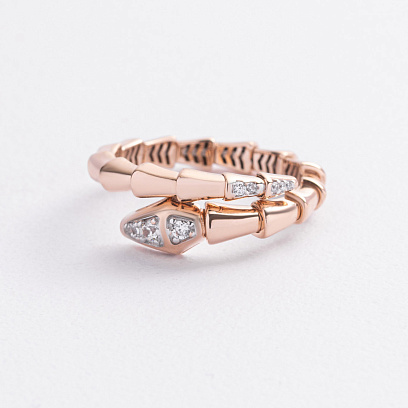 Кольцо "Змея" в красном золоте (фианиты) к08386 №3