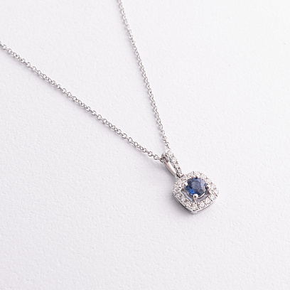 Золотое колье с бриллиантами и сапфиром колб0166ca