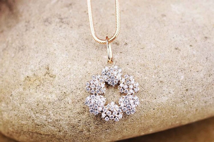 Подвеска "Цветочек" (фианит) п01555 от ювелирного магазина Оникс - 3