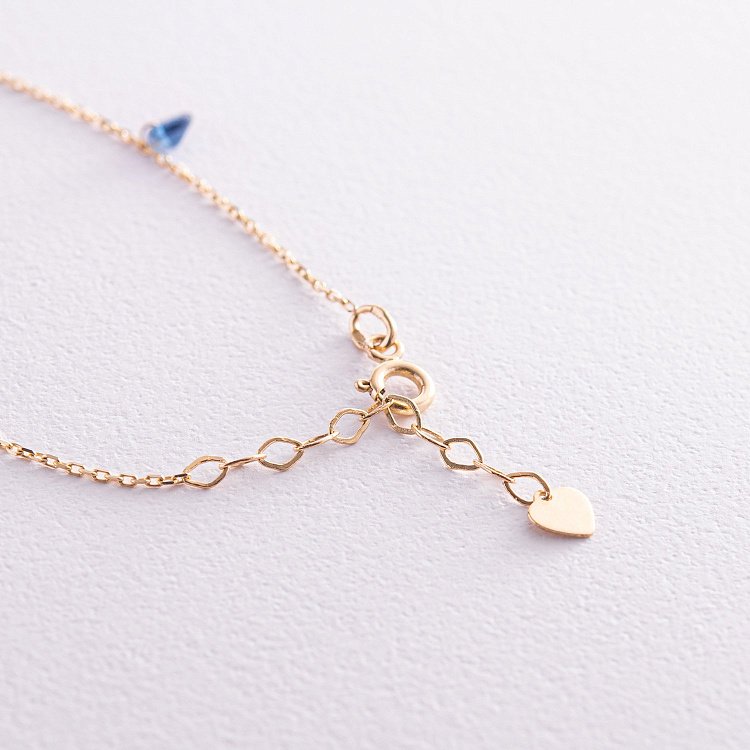 Золотий браслет "Українка" (сині та жовті фіаніти) б05116 від ювелірного магазину Онікс - 4