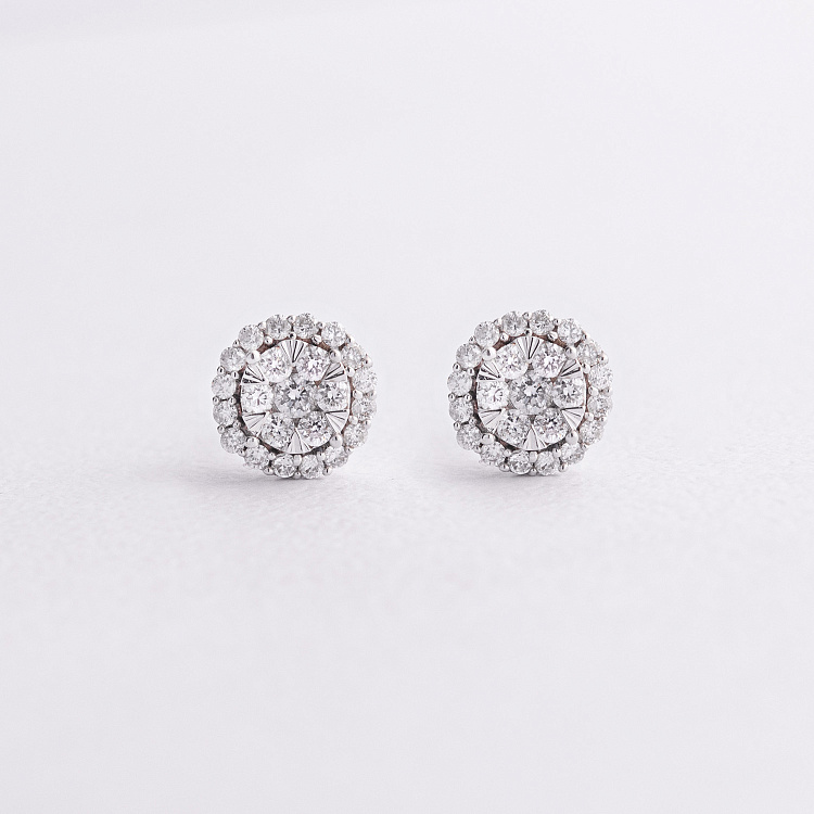 Золотые серьги - пусеты с бриллиантами сб0635ca от ювелирного магазина Оникс