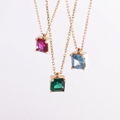 Золотое колье "Альма" (голубой фианит) кол02369 №3