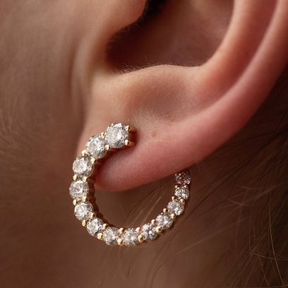 Сережки - пусети "Саманта" з фіанітами (жовте золото) с08447 №6