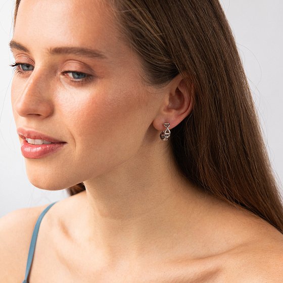 Серьги - кольца "Helen" в белом золоте с09573 №4
