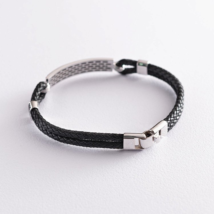 Каучуковий браслет з білого золота (фіаніт) б03980 від ювелірного магазину Онікс - 2