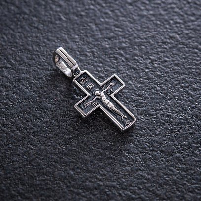 Срібний хрестик "Розп'яття. Молитва" Спаси і збережи " 131379 №2