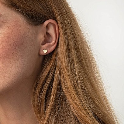 Золоті сережки - пусети "Сердечка" с06192 №4