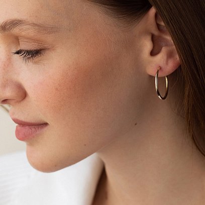 Серьги - кольца в желтом золоте (2.6 см) с08534 №4