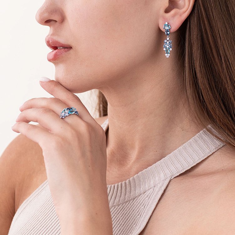 Серебряные серьги с кварцом и фианитами 2950/9р-QLBQS от ювелирного магазина Оникс - 2