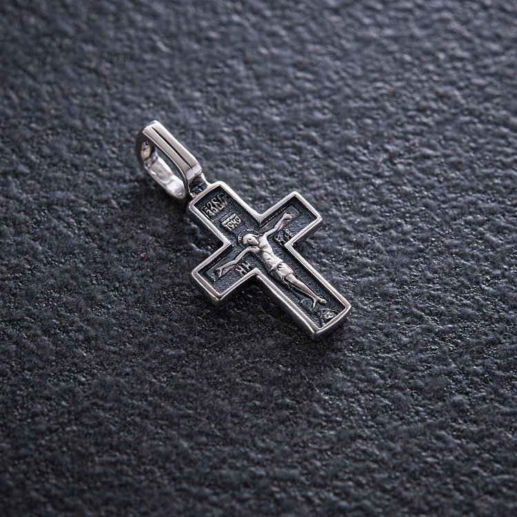 Срібний хрестик "Розп'яття. Молитва" Спаси і збережи " 131379 від ювелірного магазину Онікс - 1