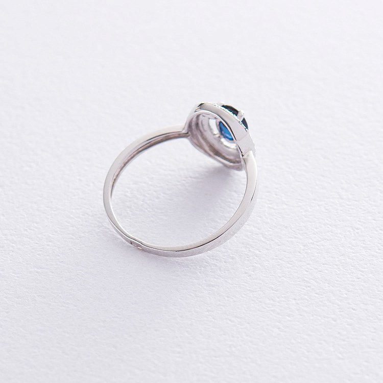 Золота каблучка з сапфіром і діамантами C01303R від ювелірного магазину Онікс - 3