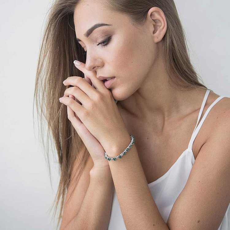 Золотой браслет с изумрудами и бриллиантами бр1697 от ювелирного магазина Оникс - 6