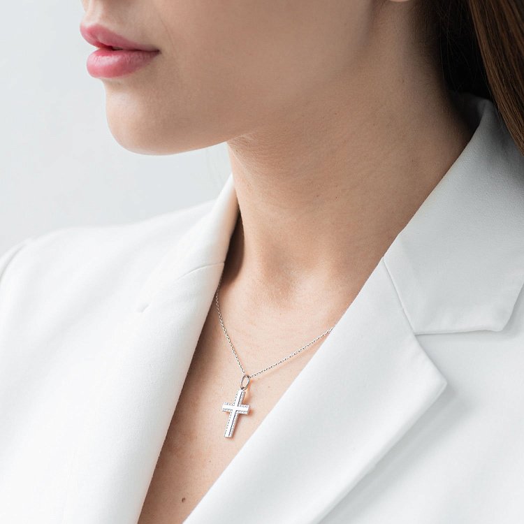 Золотой крестик с бриллиантами пб01861b от ювелирного магазина Оникс - 2