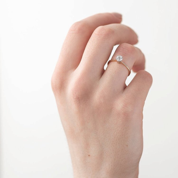 Золотое помолвочное кольцо с бриллиантом р0462к от ювелирного магазина Оникс - 3