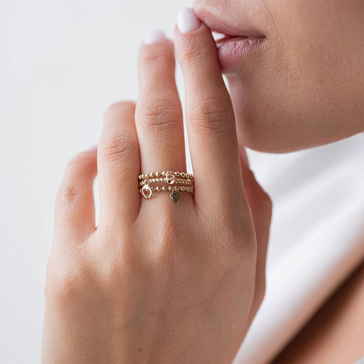 Кольцо "Сердечки" в желтом золоте (фианит) к06471 от ювелирного магазина Оникс - 3