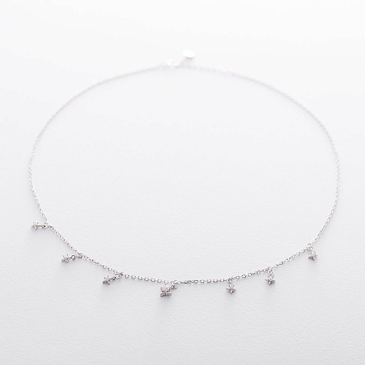 Срібне кольє із зірочками (фіаніт) 18798 від ювелірного магазину Онікс