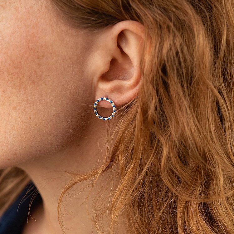 Серебряные серьги - пусеты с фианитами 064590 от ювелирного магазина Оникс - 7