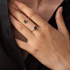 Золотое кольцо "Подсолнух" с черными бриллиантами 226153122 от ювелирного магазина Оникс - 3