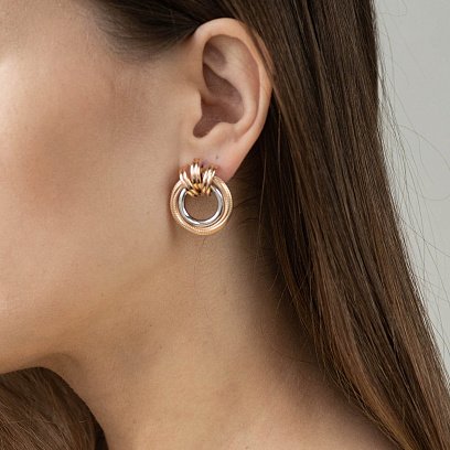 Золотые серьги "Кольца" с08366 №9