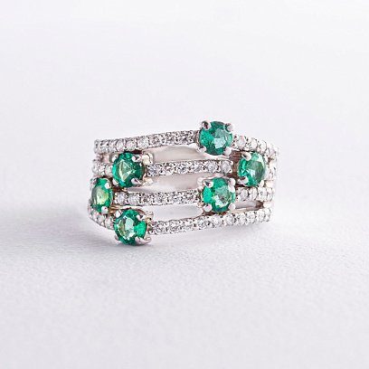 Золота каблучка з діамантами і смарагдами 762пр №7