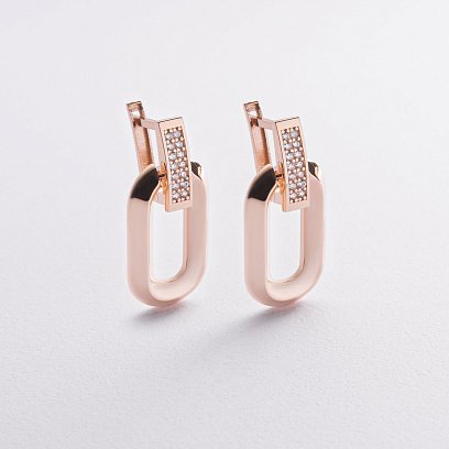 Серьги в красном золоте (фианиты) с09290