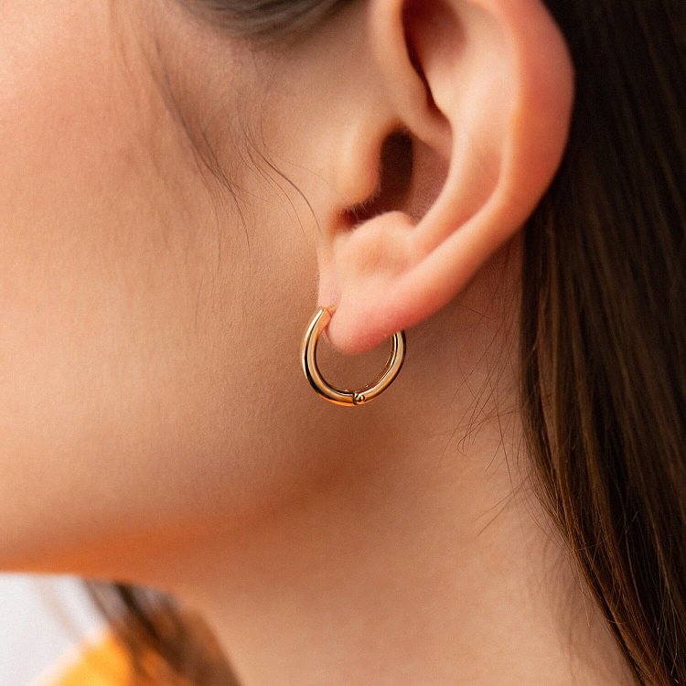 Серьги-кольца в желтом золоте с06457 от ювелирного магазина Оникс - 9