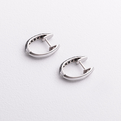 Золоті сережки з чорними діамантами сб0252sth №2