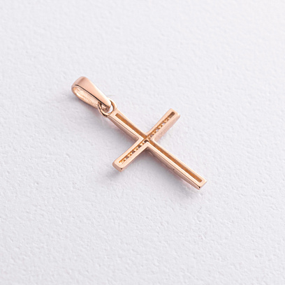 Крестик в красном золоте (фианиты) п04028 №2