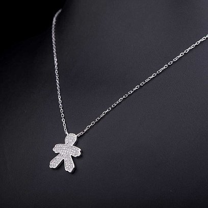 Серебряное колье "Мальчик" с фианитами 18320 №4