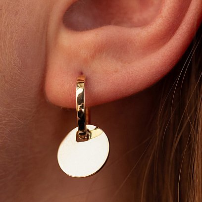 Сережки - каблучки "Монетки" у жовтому золоті с09037 №4