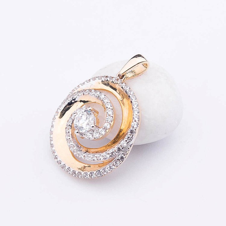 Золотая подвеска с фианитами п01544 от ювелирного магазина Оникс - 1