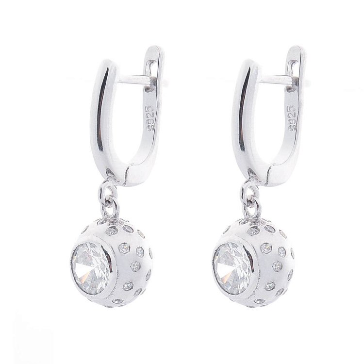 Серебряные серьги с фианитами 122199 от ювелирного магазина Оникс - 1