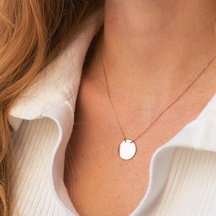 Колье "Монетка" в красном золоте (возможна гравировка) кол02459 от ювелирного магазина Оникс - 5