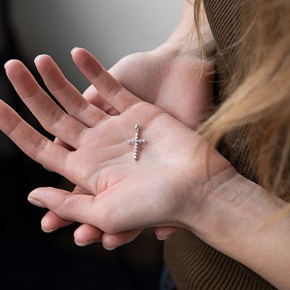 Золотой крестик (бриллиант) пб0163ri №8