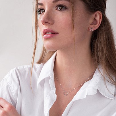 Золотые серьги - пусеты "Круговорот" с бриллиантами сб0349y №2