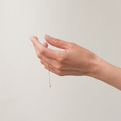 Каблучка "Перлина на ланцюжку" в червоному золоті к08345 №4