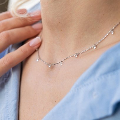 Срібне кольє з фіанітами 181206 №6