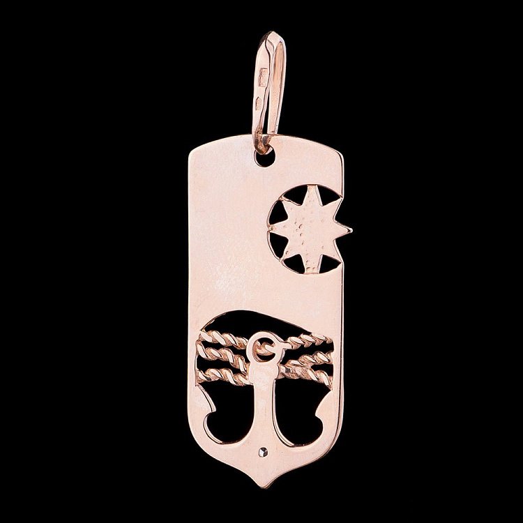 Мужская золотая подвеска "Якорь" 150310 от ювелирного магазина Оникс - 1
