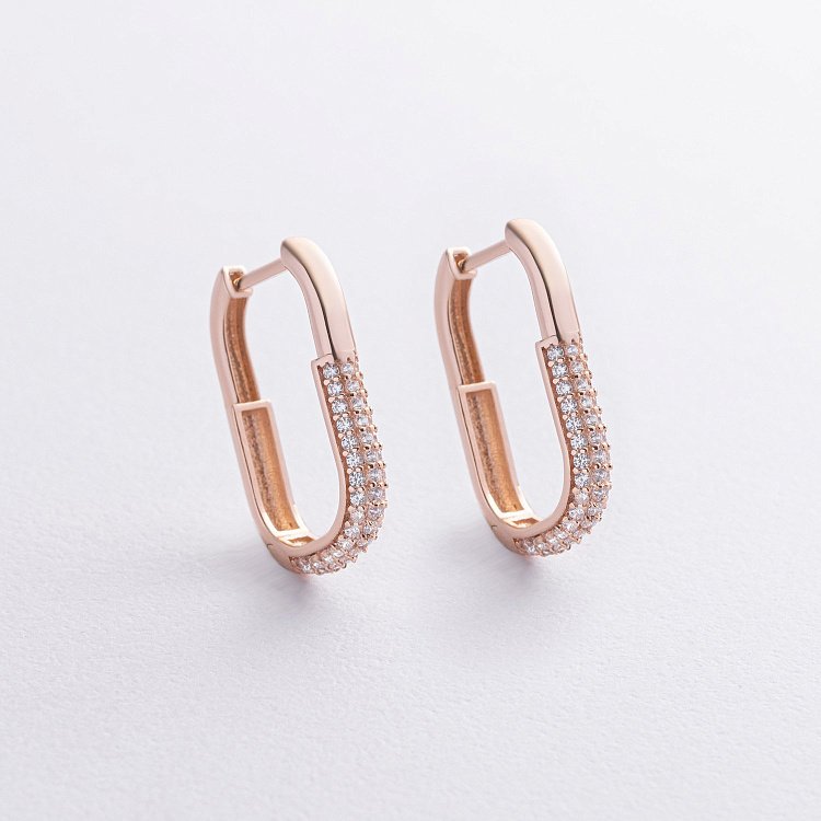 Золотые серьги "Camille" с фианиты с09281 от ювелирного магазина Оникс