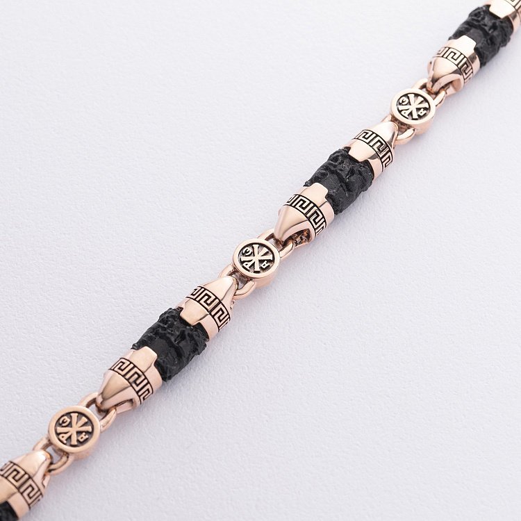 Мужской золотой браслет с эбеновым деревом 1501з от ювелирного магазина Оникс - 3