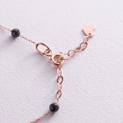 Золотий браслет "Сердечка" на ногу (фіаніти) б04884 №5