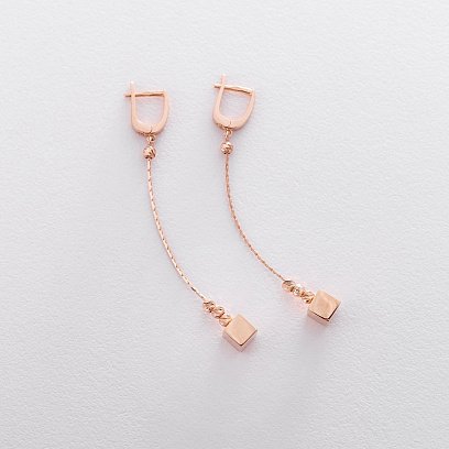 Золотые серьги "Куб" с06283