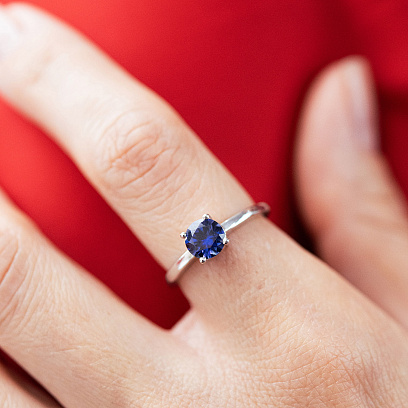 Серебряное кольцо с сапфиром 1852/1p-HSPH №4