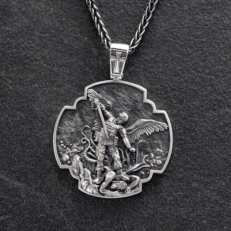 Срібний кулон "Український воїн. Молитва до Архангела Михайла" 133226 від ювелірного магазину Онікс - 10