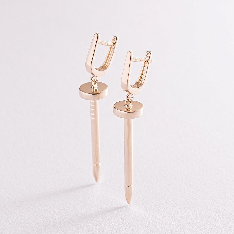 Сережки "Цвях" у жовтому золоті с07870 від ювелірного магазину Онікс