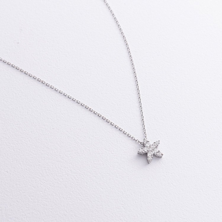 Золоте кольє "Квітка" з діамантами 739641121 від ювелірного магазину Онікс - 4