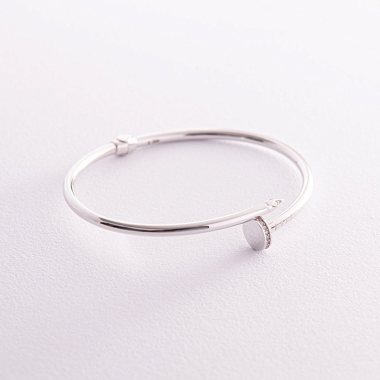 Браслет "Гвоздь" в белом золоте (фианиты) б05172 от ювелирного магазина Оникс - 2