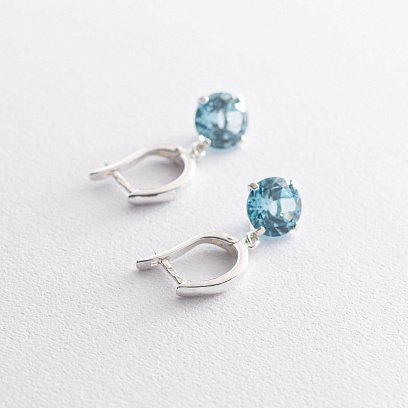 Срібні сережки "Захоплення" (шт. топаз) 122857 №4