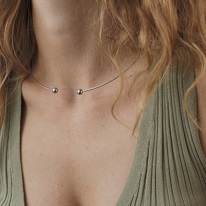 Кольє - чокер "Miley" у сріблі з кульками 1204 №5